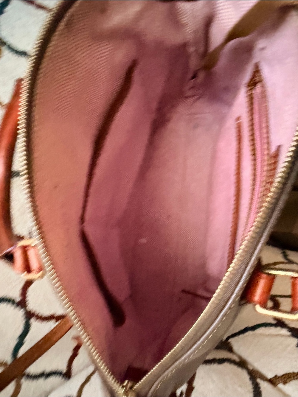 Dooney & Bourke Taupe Satchel with Brown Trim - Picture 2 of 7